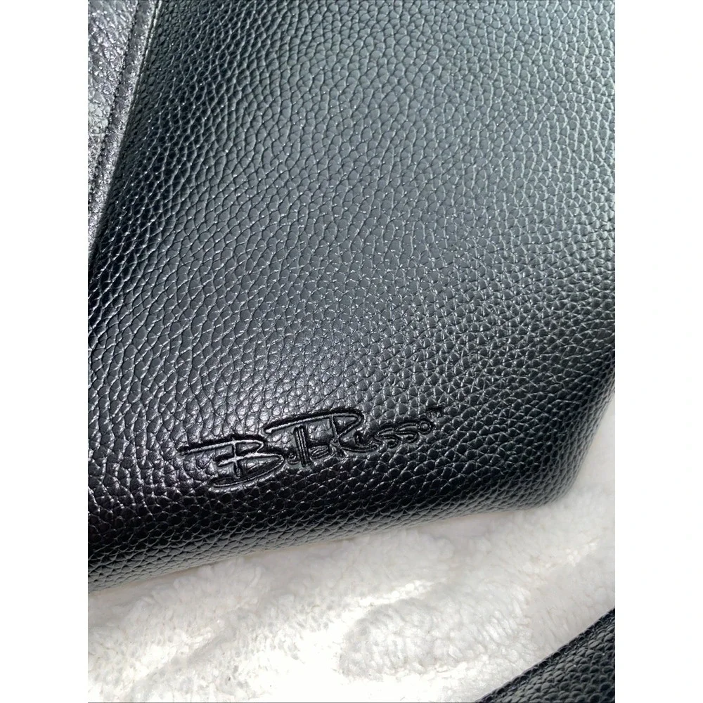 NWT‎ Bella Russo Black Cinched Fake Pebbled Leather Tote Bad Purse Set